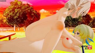Genshin Impact Hentai - Barbara fucked by Lumine Futanari