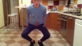 Cumming in my New Kitchen with my Big Cock