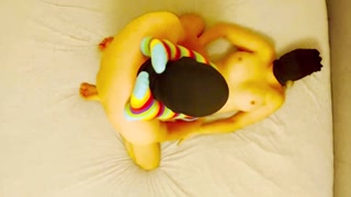 Cute teen girl in rainbow Pantyhose tights