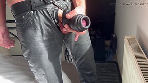 Amateur man big cock cumming hard in my sloppy xl tunnel plug - big load, big cumshot