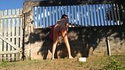 I'm naked, masturbate myself outside in front yard.