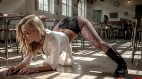 a young blonde english teacher seduced me after class, but our sex was seen by my whole class![ai]