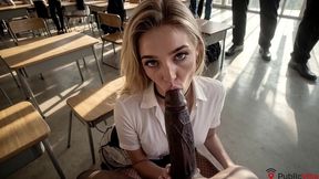 a young blonde english teacher seduced me after class, but our sex was seen by my whole class![ai]