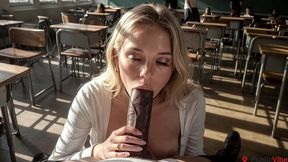 a young blonde english teacher seduced me after class, but our sex was seen by my whole class![ai]