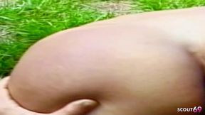 Blonde Tranny Gets Secretly Fucked in the Woods in Her Tight Asshole