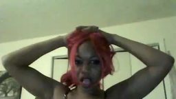 Black African Redhead Red Bra Dark Skin