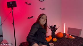 Hot Redhead Witch in Shiny Pantyhose Traps You and Obliges to Creampie Her Pussy