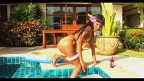 pool sunbathing