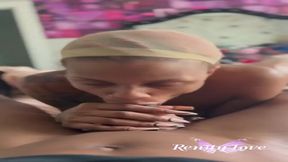 Ebony girlfriend gives a sloppy deepthroat to her massive black dick lover