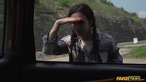 Curious teen decided to rest in a back seat and was fucked in mouth and pussy