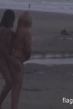 My wife&#039;s first time with another woman on the beach