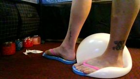 White Flip Flops Pop White Balloons