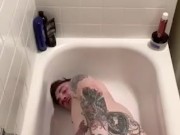 Tatted boy’s new dildo and first dildo DP attempt