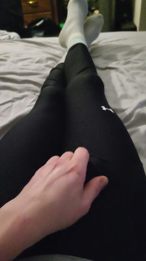 Cum Wearing Leggings and Socks