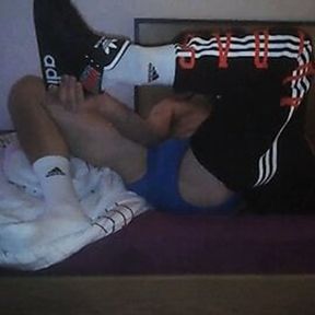 (GER) My smelly+ white Adidas_Socks= I&#039;m kinky &amp; fuckable Twink_Bitch+ waiting for Fucking &amp; Filling deep inside Me