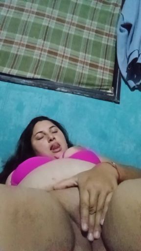 Chubby Latina with big tits chews her rich wet pussy   Clip 3