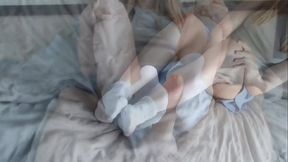 New cute white socks with hearts, just what I need for a sensual Sockjob