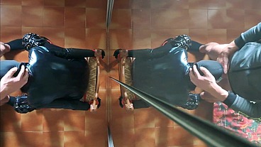 Milf chairtied, throatfucked with ring gag and throatpie