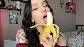 Eating a banana