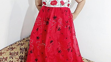 Gorgeous Bbw Exposes her BIG ASS with Big Boobs under Red Bra and Red Maxi on Christmas for New Year