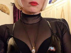 Cute Blond Transsexual With Stockings Jerking
