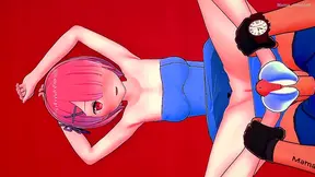 Pink-Haired Ram Pleasures Lover with Steaming Foot Job in Sensual Towel Scene