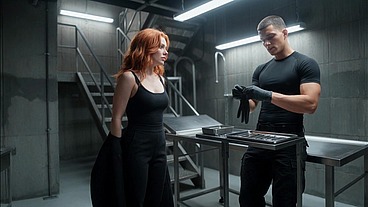 Camila, a beautiful young redhead, is subjected to a procedure in the secret facilities of a spy agency - porn in Spanish