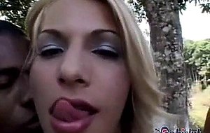 Hot tranny & girl meeting black guy outdoor