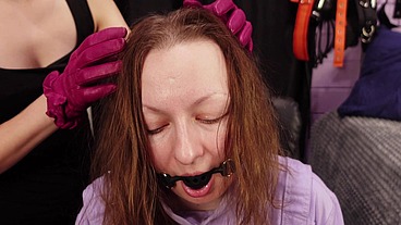Slave girl hair cutting