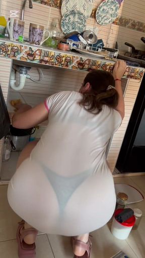 You Can See Everything in Pajamas Cooked in a Thong and Bra Underneath