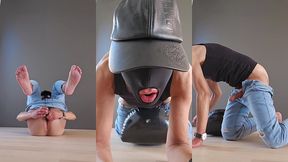 barefoot and jeans fucked by dildo and pillow fuck