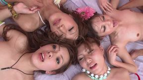 Horny girls enjoy their pussy licks then get fucked by huge cocks