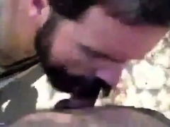 Bearded Daddy Gives Facial in the Woods