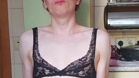 lanatuls - moscow anal crossdresser slut. dildo riding and mancunt sissy pussy fucking with dildo on kitchens chair