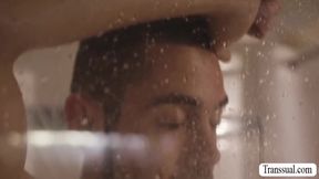 Skinny TS bareback fucks her new handsome neighborSkinn