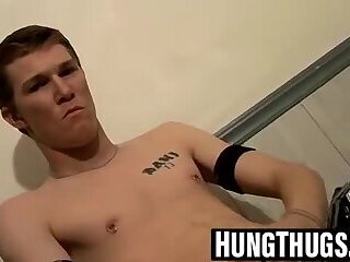 Thug fists his dick and uses a toy to pump out more jizz