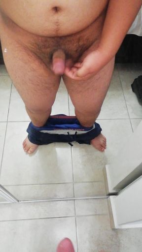 Chubby Guy Wanking His Cute Cock in the Mirror