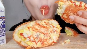 Hot Asian Princess Yani ASMR Sucks Crunches Chewing Face Stuffing Over Eating Licks Creamy Juicy Pasta Loud Noisy Swallowing Close Up No Talking Luscious Lips