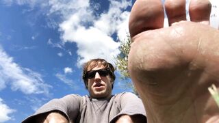 Watch Alpha Dom's Sissy in Park with Sole Idolize as he dominates with his feet and hands in public park