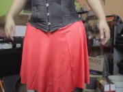 Doing a lil pinup with my red skirt and garter