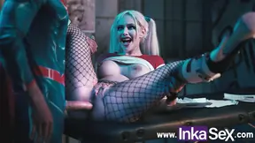 Superman tears up Harley Quinn's anus and creampies her anus.