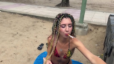 Rastafarian chick smokes a magic cigarette and wants anal sex