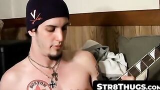 Str8Thugs.com - Straight thug Axel strums his cock while playing with his guitar