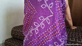 Purple Saree Love the Gujrati Bhabhi Feeling