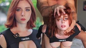 Stunning red-haired sex android rides and engulfs