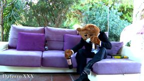 The naughty bear fucks Spanish brunette in fishnet