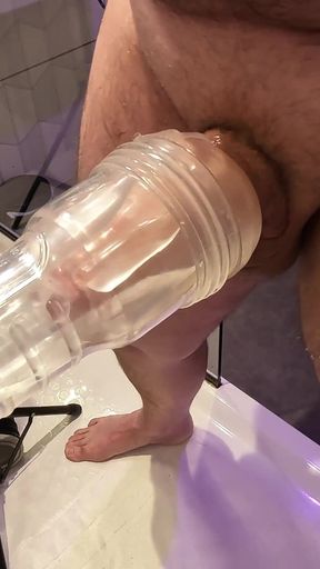 Fleshlight Wall Fuck POV with a Thick Uncut Cock in Full Focus