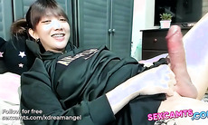 Asian Trans Black Hoodie Bed Hand Play