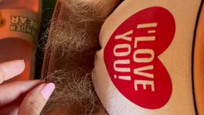 feet and hairy bush in cute panties closeup