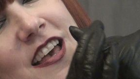 Leather Pinky Blowjob Tease - You Couldn\'t Even Handle Mistress\' Mouth